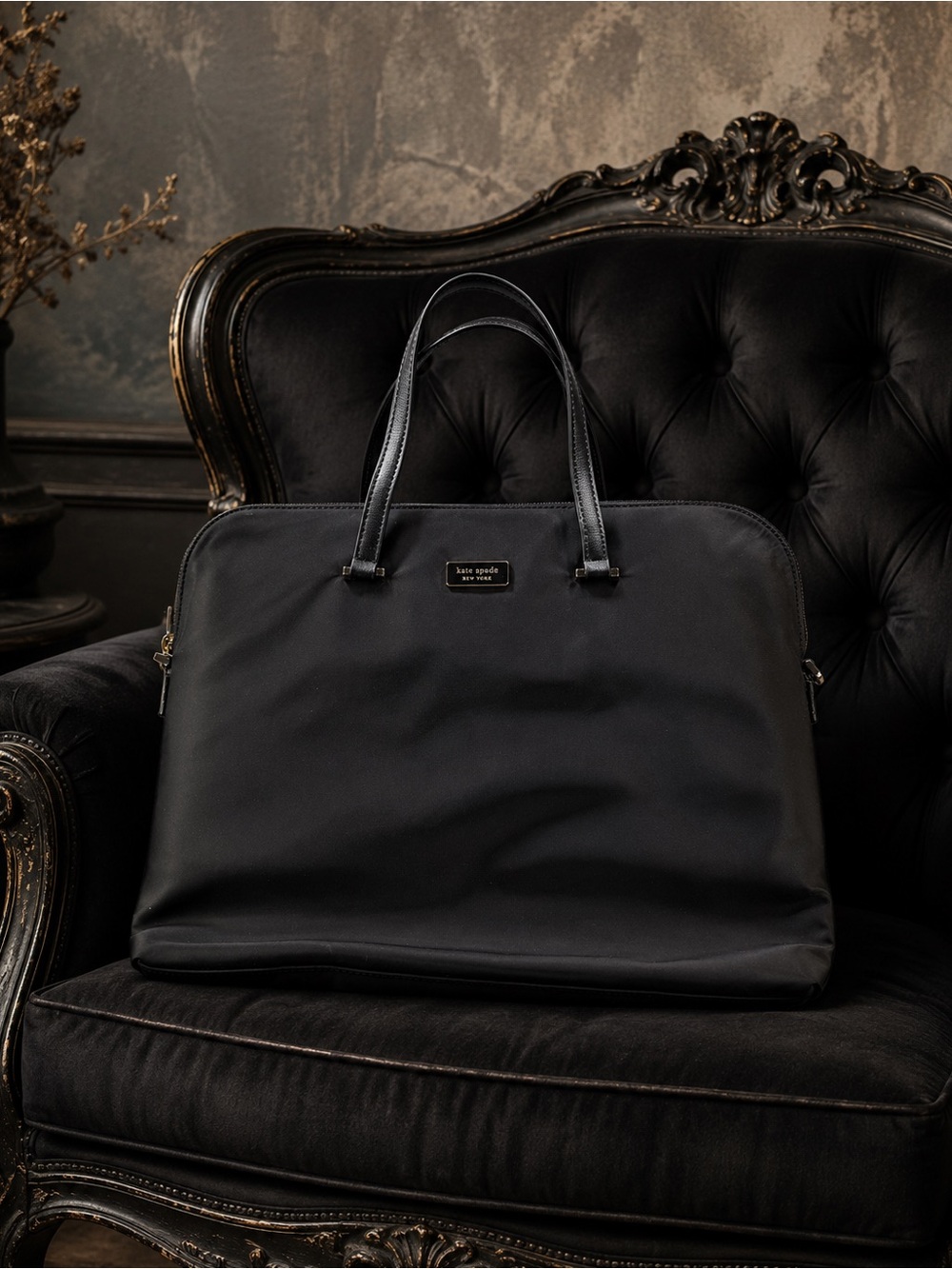 Kate Spade | Black Nylon Laptop Bag with Top Handles